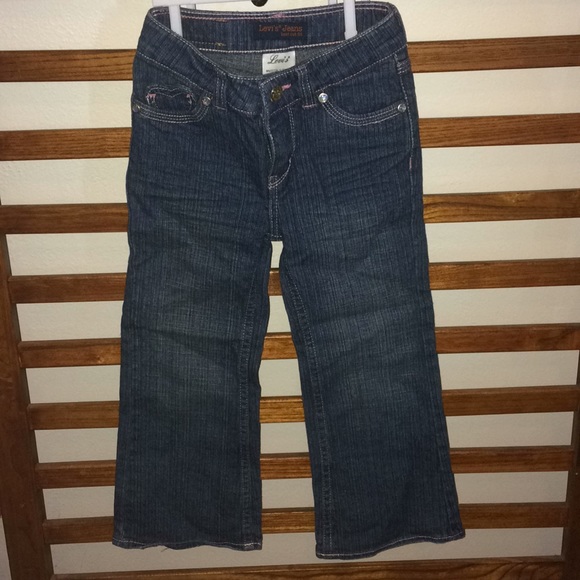 Girls Levi's Jeans w Pink Stitching & Crystals 4 - Picture 1 of 5